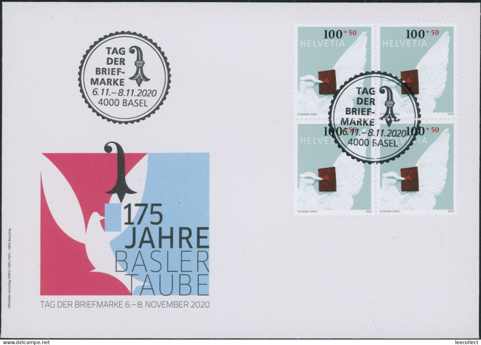 Suisse - 2020 - Tag Der Briefmarke • Basel - Viererblock - Brief U4 - Sonderstempel - Briefe U. Dokumente