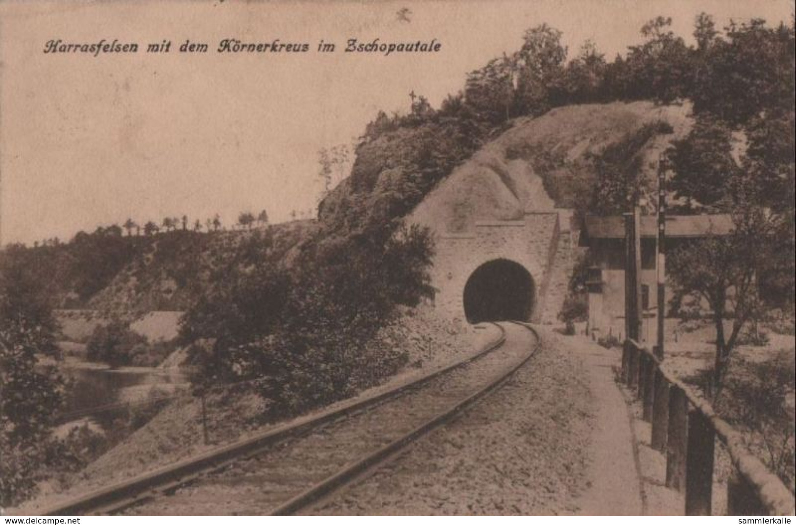 59656 - Zschopau - Harrasfelsen Mit Körnerkreuz Im Tal - 1924 - Zschopau