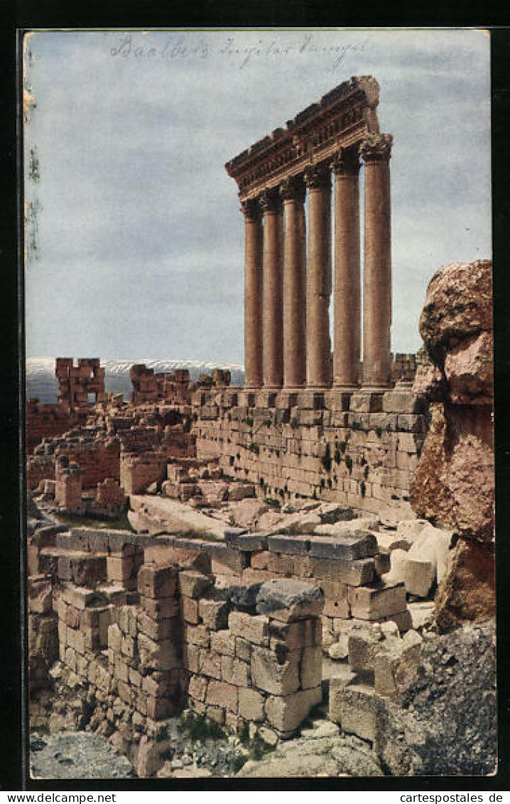 AK Baalbek, Les Six Colonnes Du Temple De Jupiter  - Libano