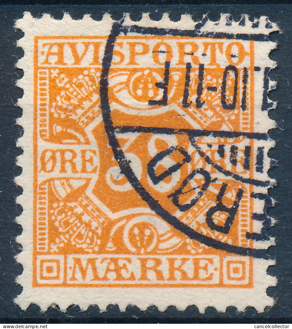 Denmark Danemark Danmark 1907: 38ø Orange Newspaper Stamp, F-VF Used, AFA AP6 (DCDK00664) - Gebraucht
