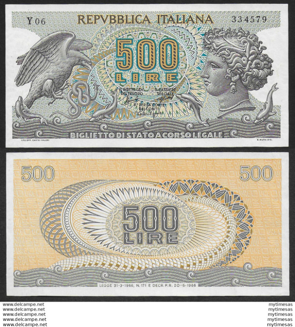 1966 Italia Lire 500 Aretusa FDS Rif. BS 25A Gigante - Autres & Non Classés