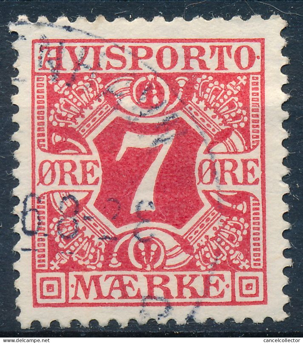 Denmark Danemark Danmark 1914: 7ø Carmine Avisporto Stamp, F-VF Used, AFA AP13 (DCDK00667) - Oblitérés