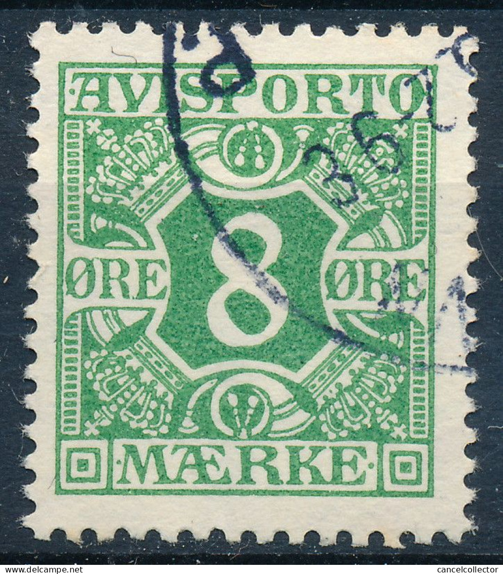 Denmark Danemark Danmark 1915: 8ø Green Avisporto Stamp, F-VF Used, AFA AP14 (DCDK00668) - Oblitérés