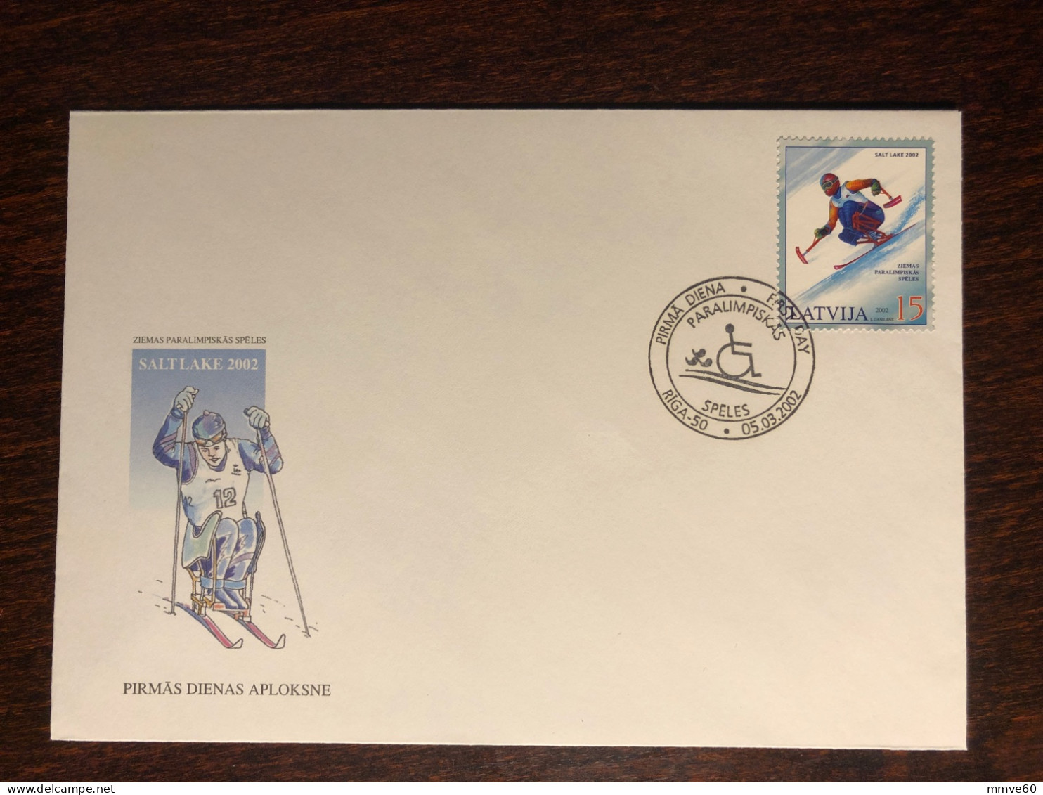 LATVIA FDC COVER 2002 YEAR PARALYMPIC DISABLED SPORTS HEALTH MEDICINE STAMPS - Letonia