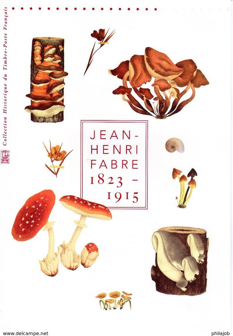 " JEAN-HENRI FABRE / CHAMPIGNONS " Sur Document Philatélique Officiel 4 Pages De 2015 N°YT F4980 Parf. état DPO à Saisir - Mushrooms