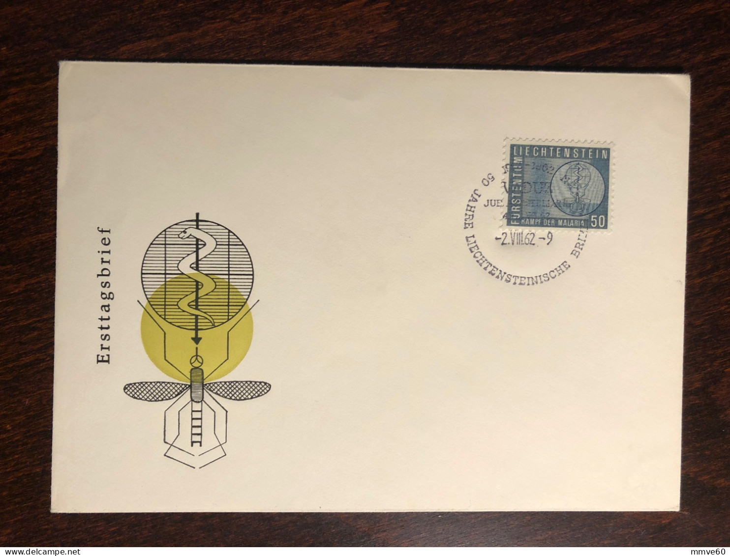 LIECHTENSTEIN FDC COVER 1962 YEAR MALARIA HEALTH MEDICINE STAMPS - FDC