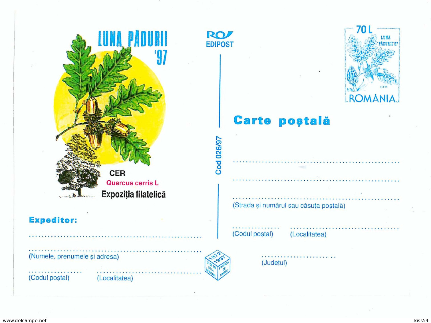 IP 97 - 26 Month Forrest, Romania - Stationery - Unused - 1997 - Postal Stationery