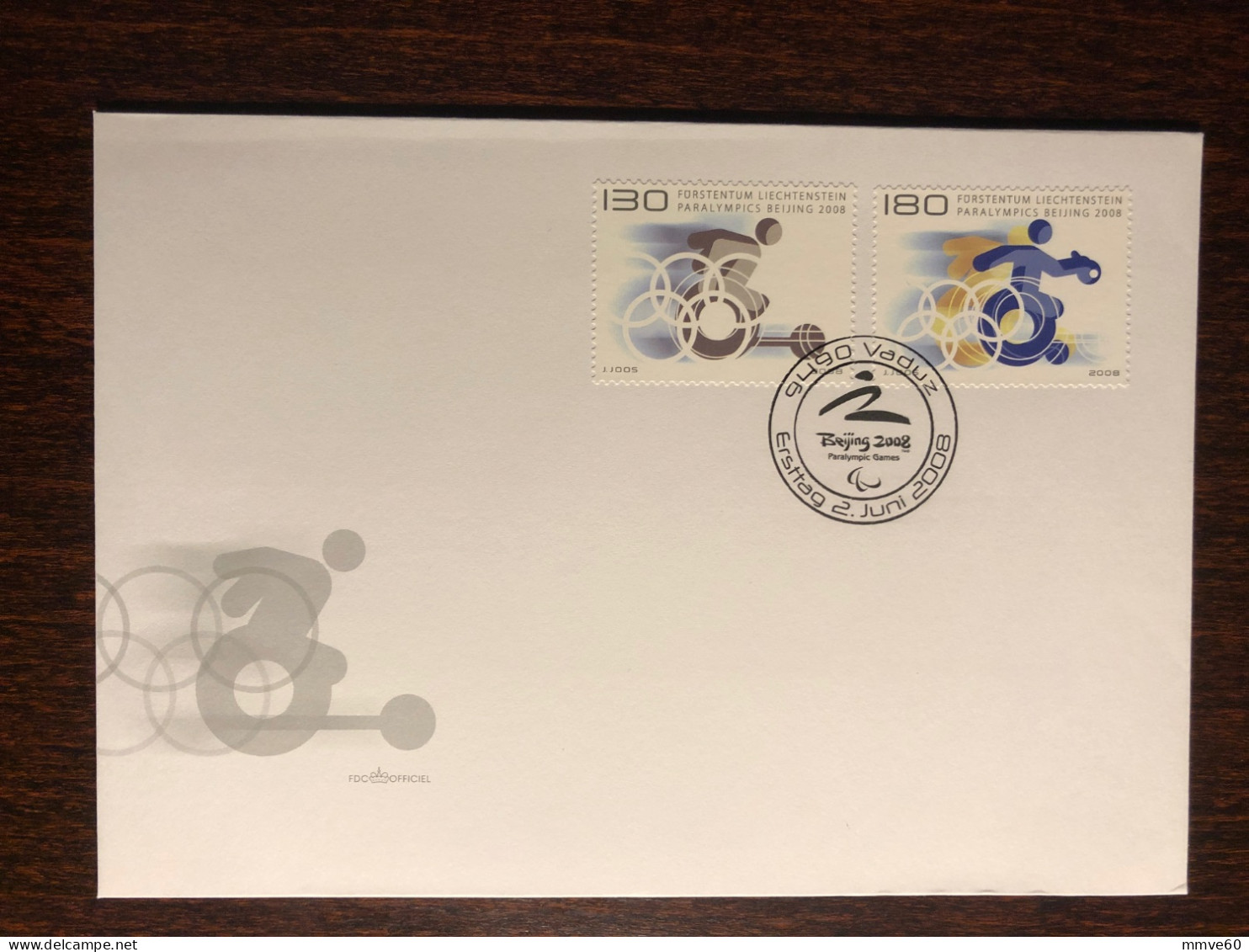 LIECHTENSTEIN FDC COVER 2008 YEAR PARALYMPIC DISABLED SPORTS HEALTH MEDICINE STAMPS - FDC