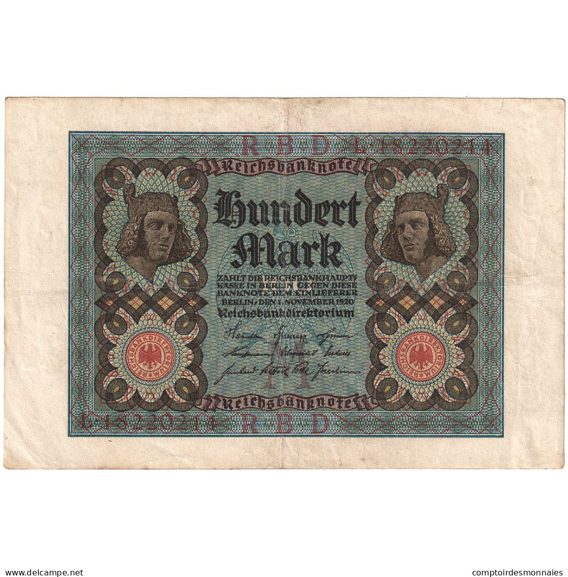 Allemagne, 100 Mark, 1920, 1920-11-01, KM:69b, SUP - 100 Mark