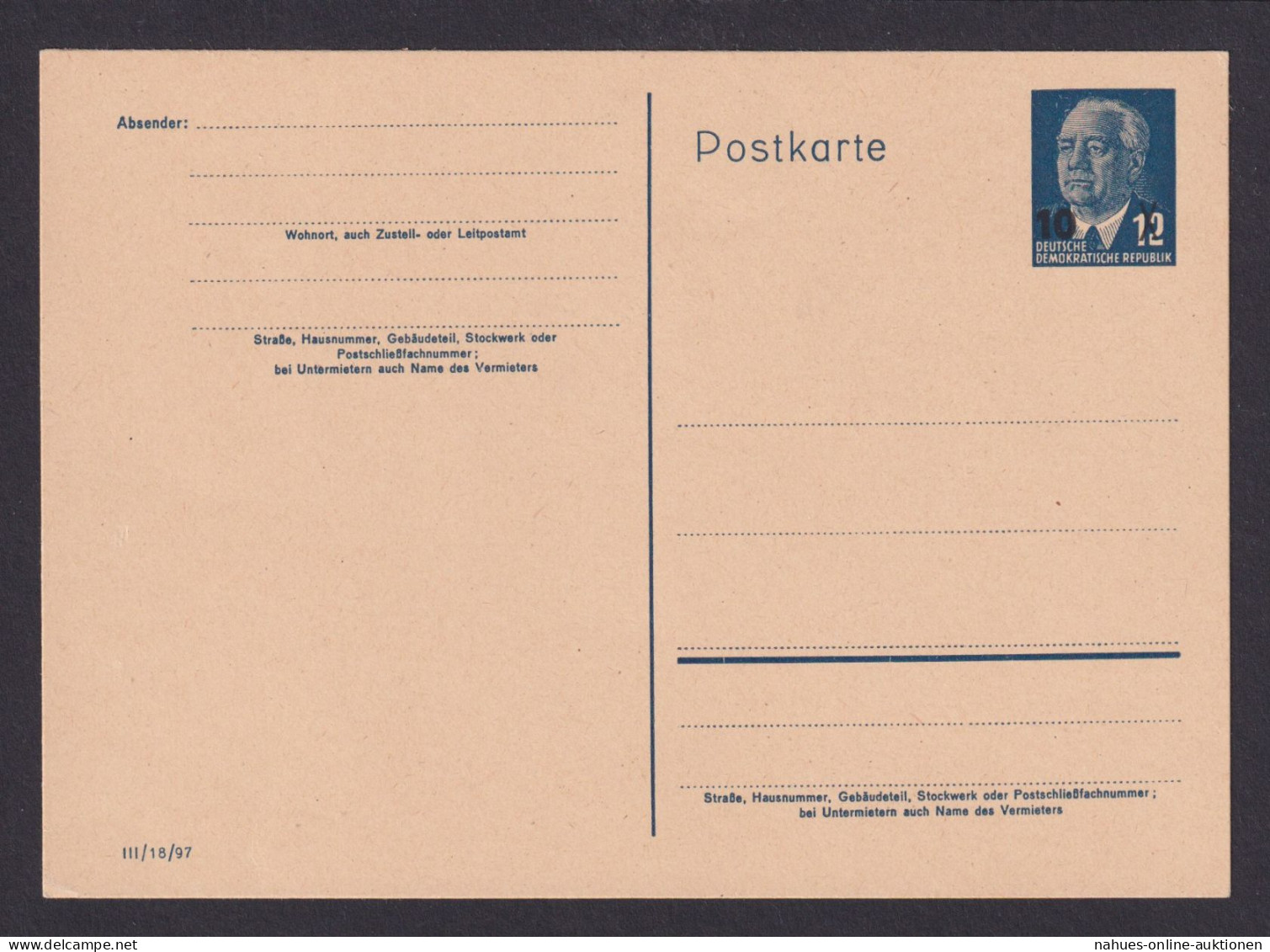DDR Ganzsache P 62 Pieck Mit Überdruck 10 Auf 12 Pfg. Luxus Kat.-Wert 7,50 - Cartes Postales - Oblitérées