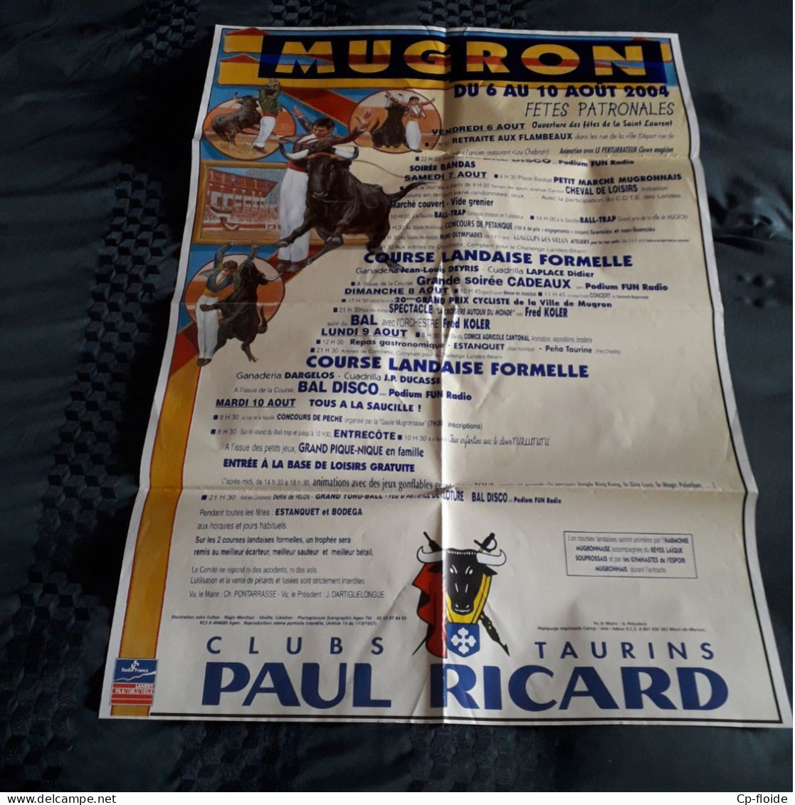 AFFICHE . MUGRON . " FÊTES PATRONALE " . COURSE LANDAISE . CLUBS TAURINS PAUL RICARD - Réf. N°224P - - Posters