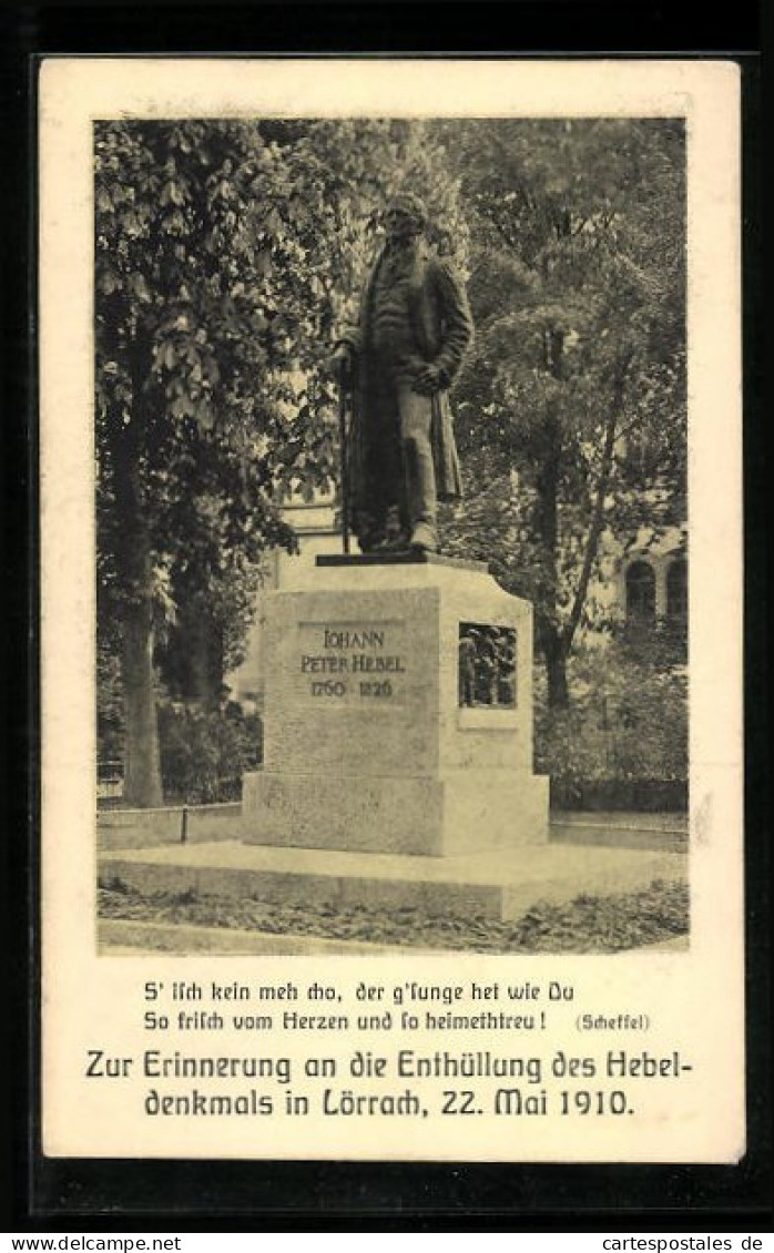 AK Lörrach, Hebel-Denkmal, Enthüllung 1910  - Lörrach