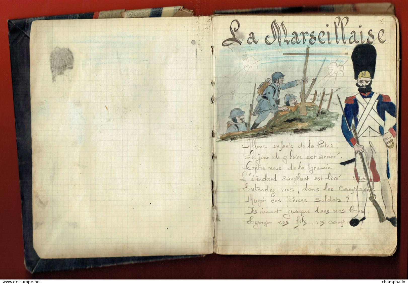 Cahier De Chansonnettes D'un Soldat Du 56ème Régiment D'Infanterie à Chalon-sur-Saône (71) - 1917 WWI - Avec Dessins - 1914-18