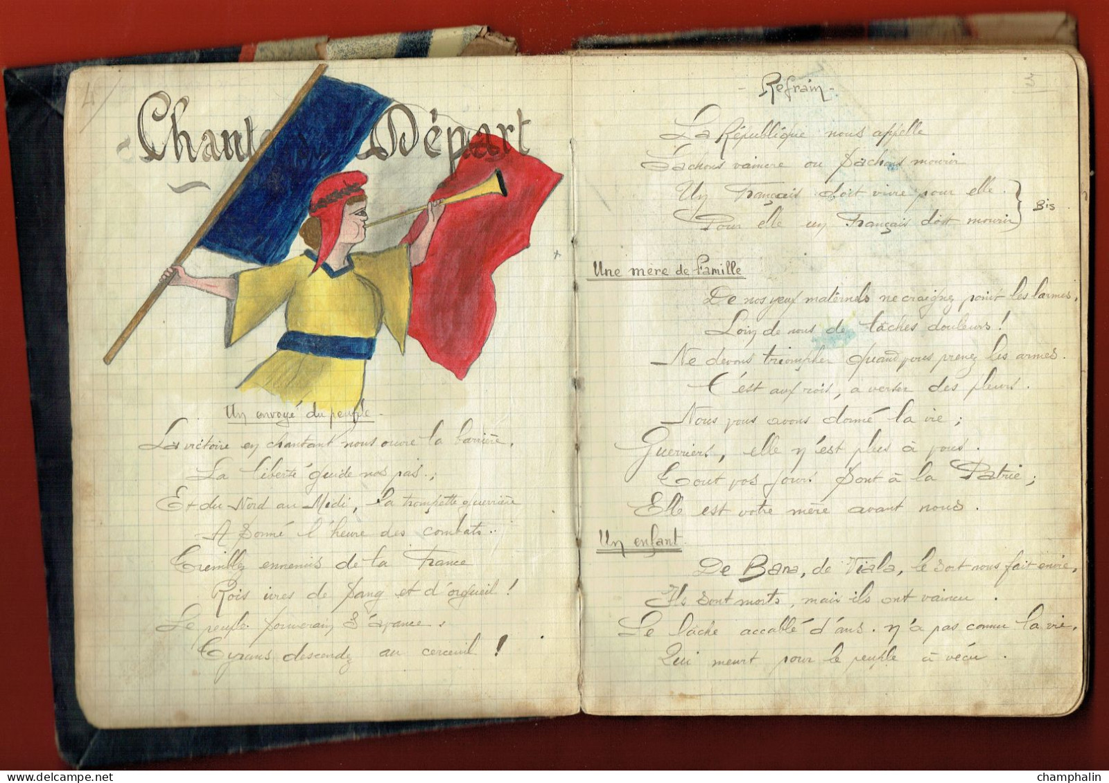Cahier De Chansonnettes D'un Soldat Du 56ème Régiment D'Infanterie à Chalon-sur-Saône (71) - 1917 WWI - Avec Dessins - 1914-18
