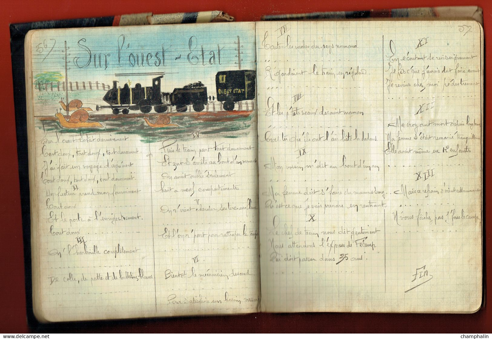 Cahier de chansonnettes d'un Soldat du 56ème Régiment d'Infanterie à Chalon-sur-Saône (71) - 1917 WWI - Avec dessins