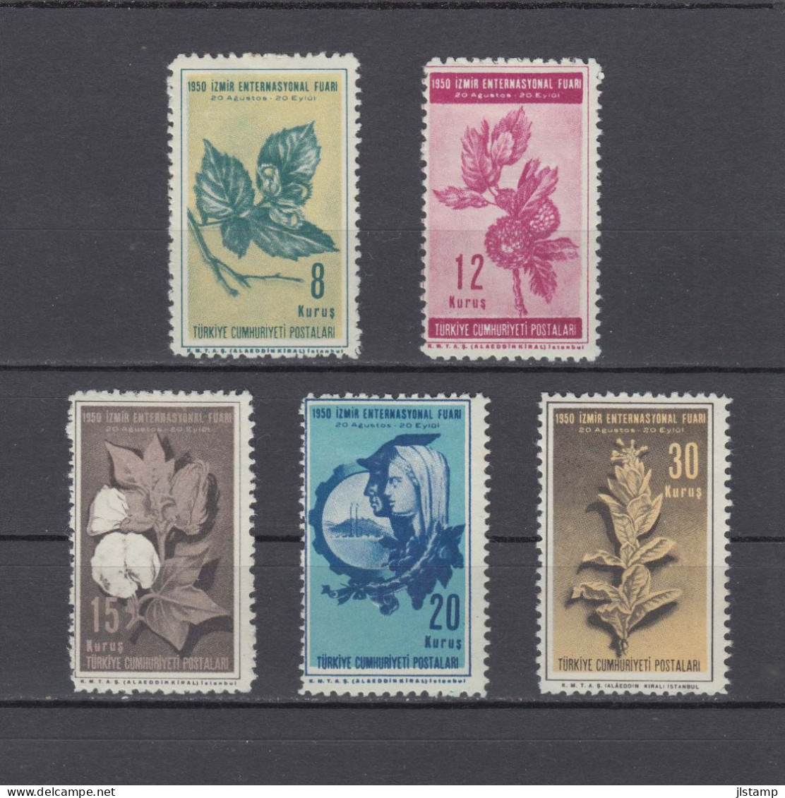 Turkey 1950 Izmir International Fair Stamp Set,Scott# 1008/1012,OG MH,VF - Unused Stamps