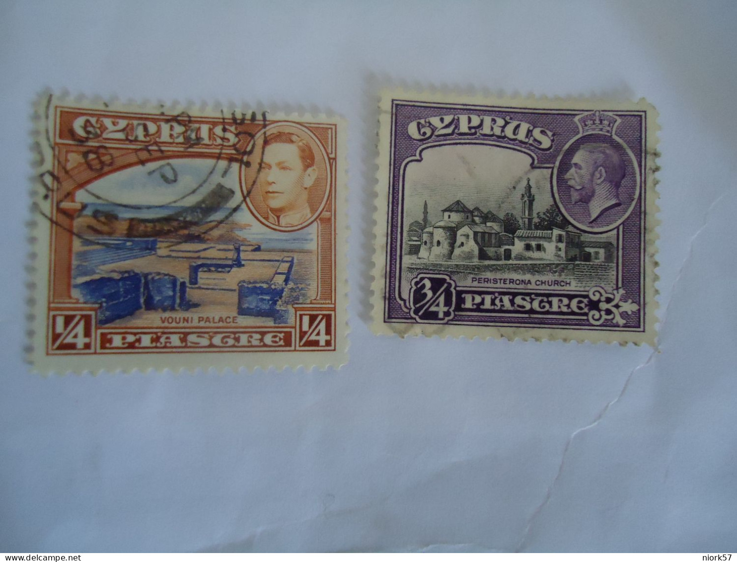 CYPRUS USED  STAMPS 2 MONUMENTS 1934 - Altri & Non Classificati