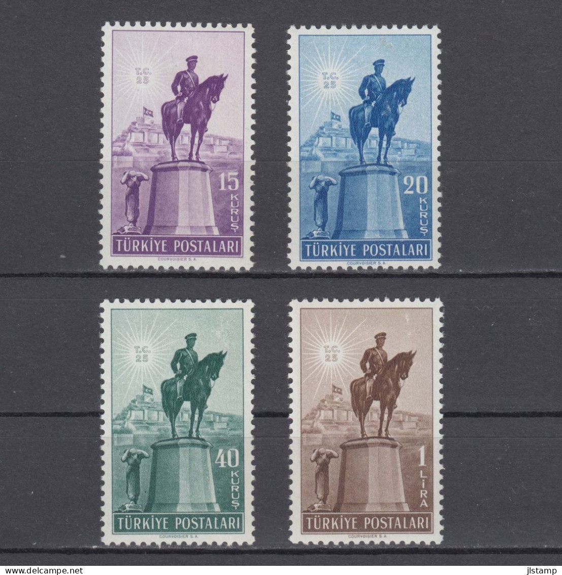 Turkey 1948 Statue Of Kemal Stamp Set,Scott# 982/985,OG MH,VF - Unused Stamps