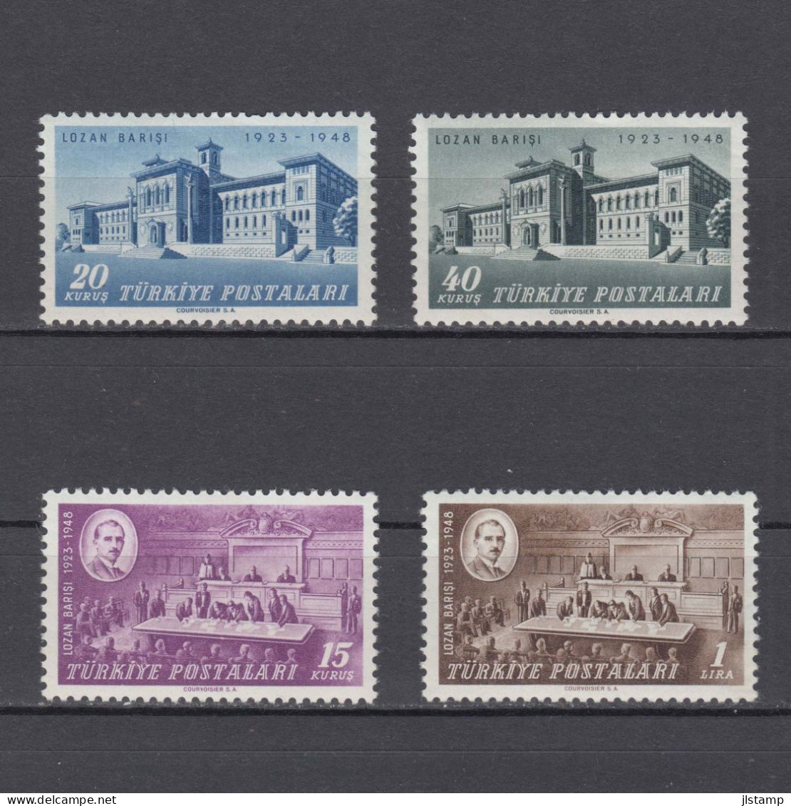 Turkey 1948  Lausanne Treaty Stamp Set,Scott# 978/981,OG MH,VF - Unused Stamps