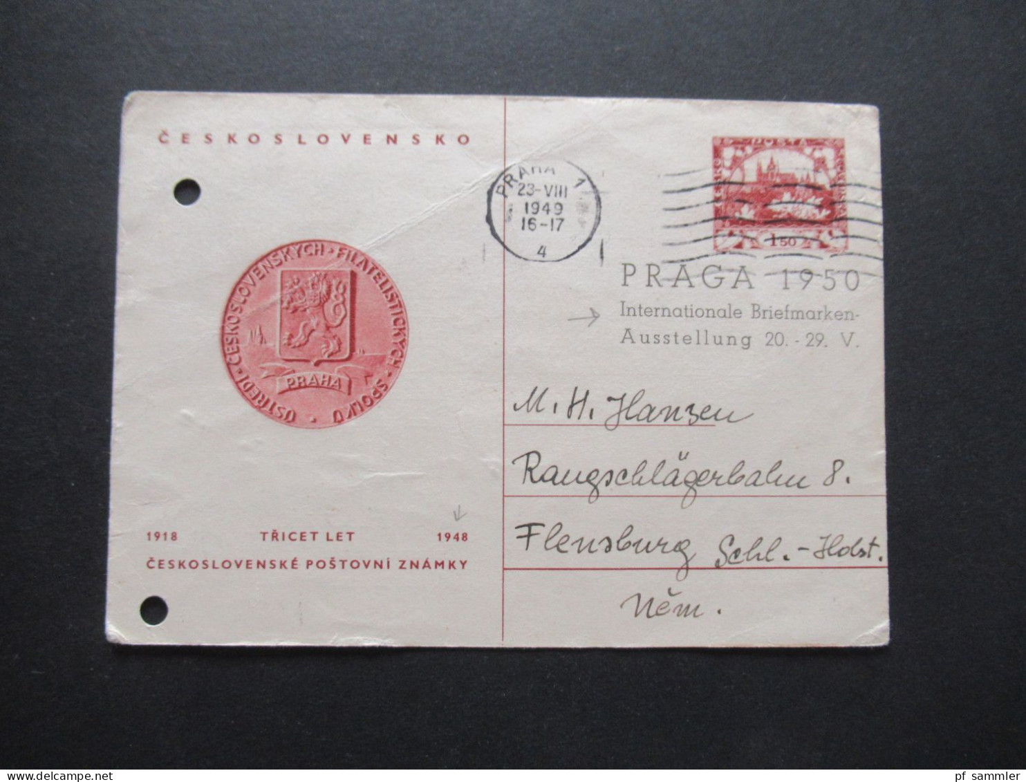 Tschechien CSSR 1949 Ganzsache P 105 Praga 1950 Internationale Briefmarken Ausstellung / Gebraucht Aus Dem Bedarf - Cartoline Postali