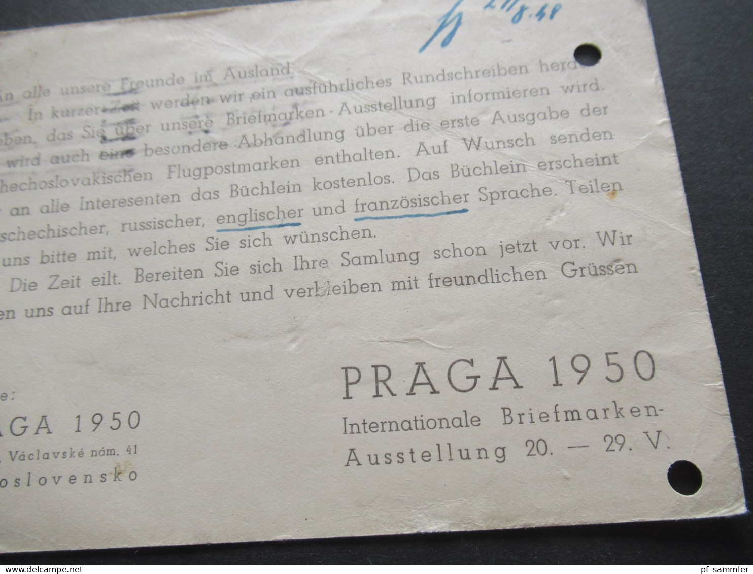 Tschechien CSSR 1949 Ganzsache P 105 Praga 1950 Internationale Briefmarken Ausstellung / Gebraucht Aus Dem Bedarf - Ansichtskarten