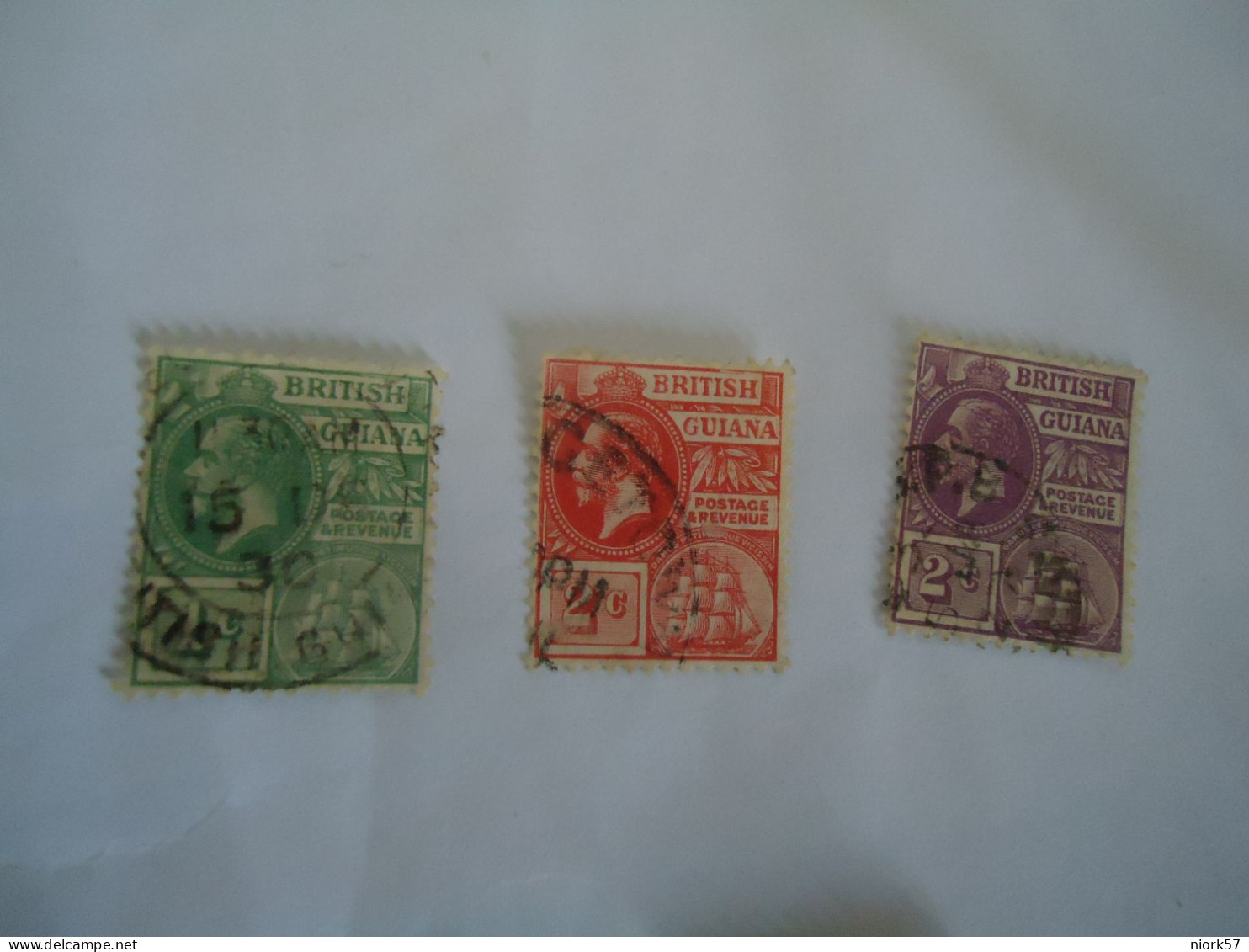 GUIANA BRITISH   USED  3 STAMPS KINGS  1913 - British Guiana (...-1966)