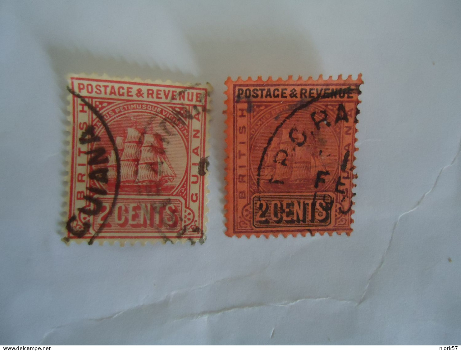 GUIANA BRITISH   USED  2 STAMPS SHIPS 1889  WITH POSTMARK - Britisch-Guayana (...-1966)