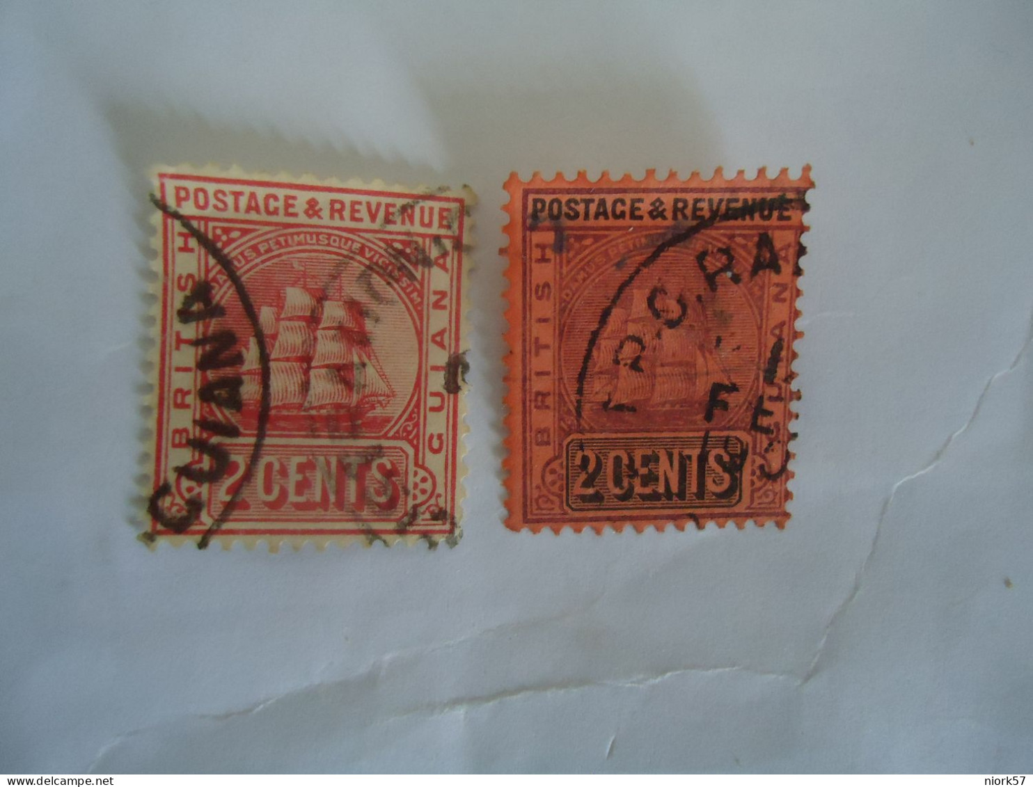 GUIANA BRITISH   USED  2 STAMPS SHIPS 1889  WITH POSTMARK - Guyana Britannica (...-1966)