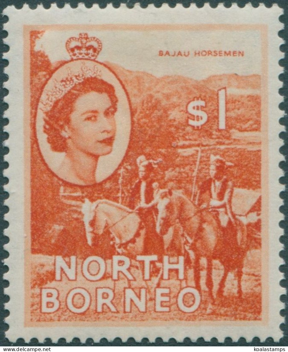 Malaysia North Borneo 1954 SG383 $1 Bajau Horsemen MLH - North Borneo (...-1963)