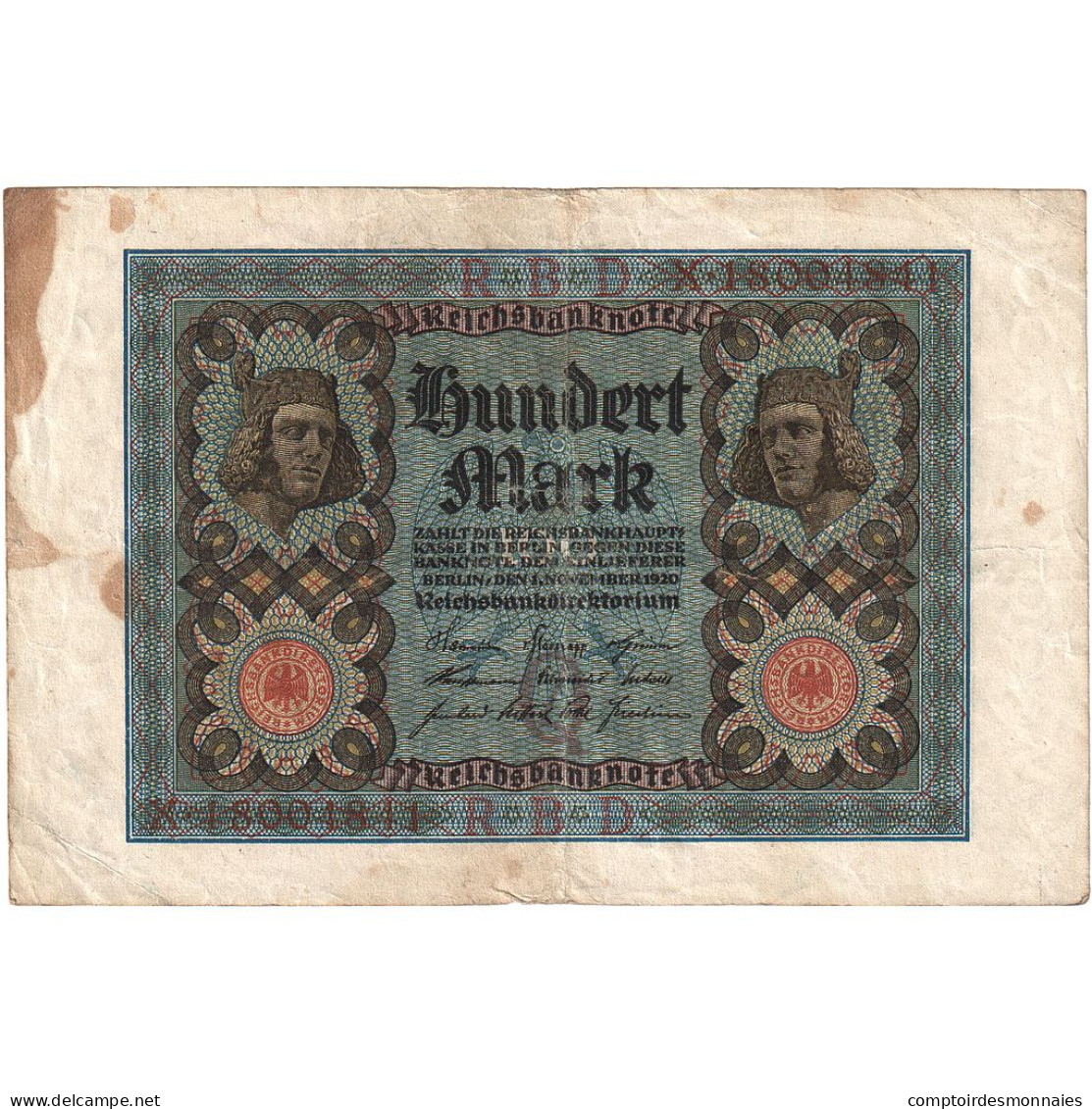 Allemagne, 100 Mark, 1920, 1920-11-01, KM:69b, TB - 100 Mark