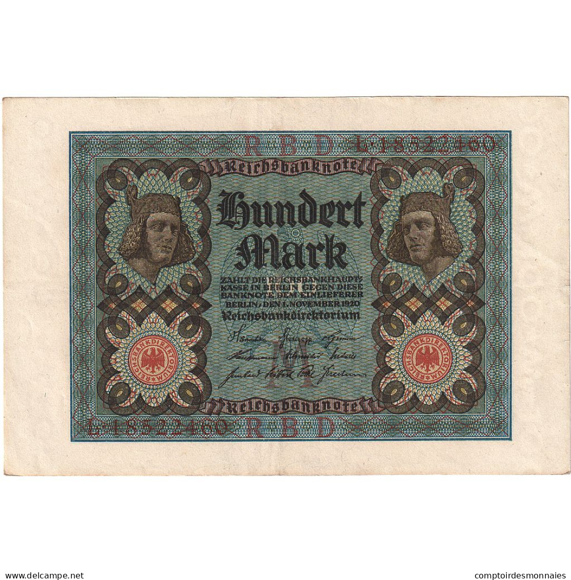 Allemagne, 100 Mark, 1920, 1920-11-01, KM:69b, SPL - 100 Mark