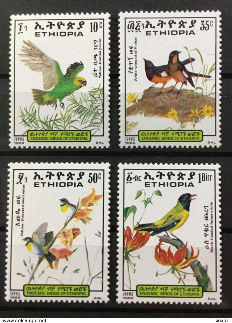 Ethiopia 1989 MiNr. 1331 - 1334 Äthiopien ENDEMIC BIRDS Parrots 4v MNH **  5.00 € - Perroquets & Tropicaux