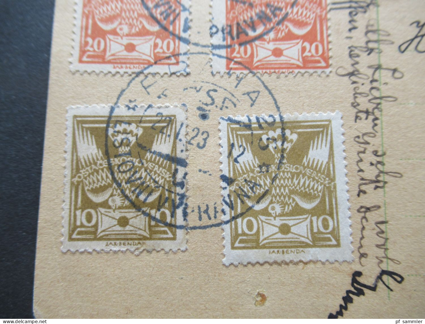 Tschechien CSR 1923 Ganzsache Mit 6x Zusatzfrankatur Stempel Praha 2 CSP Listovni Vypravna - Berlin Grunewald - Postales