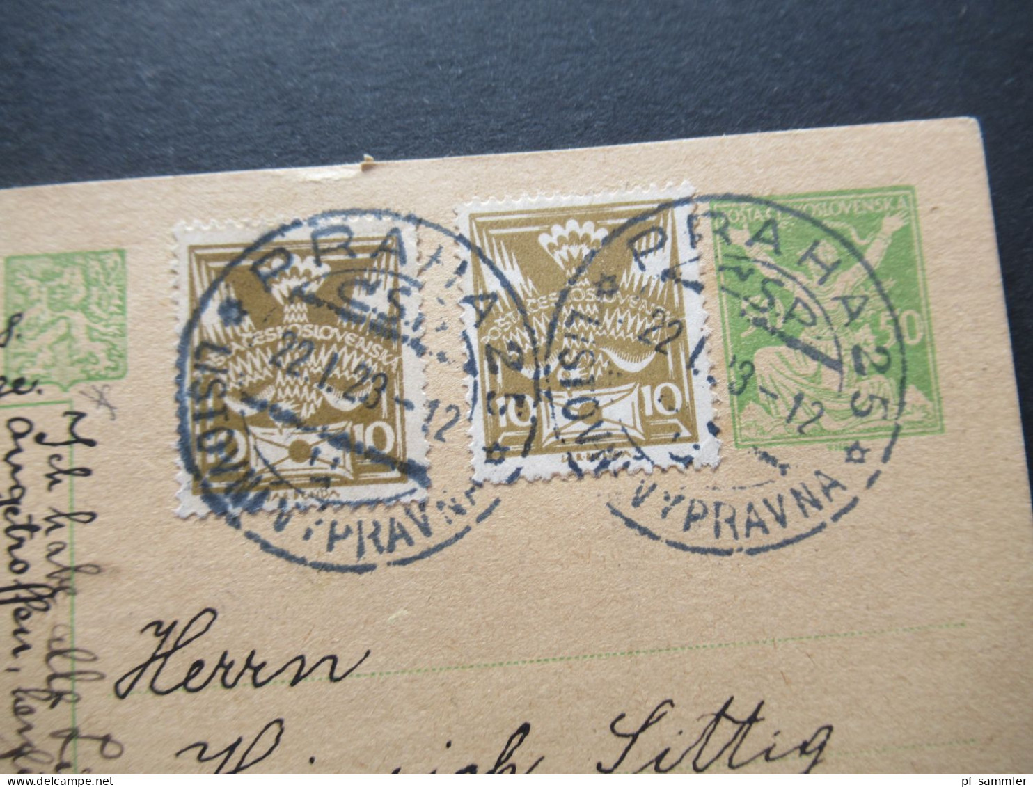 Tschechien CSR 1923 Ganzsache Mit 6x Zusatzfrankatur Stempel Praha 2 CSP Listovni Vypravna - Berlin Grunewald - Postales