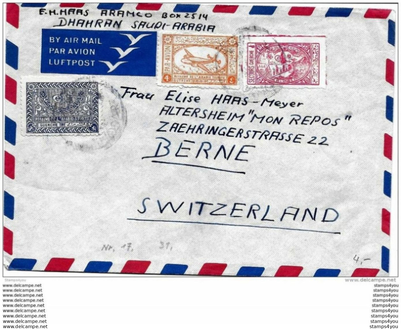 99 - 30 - Enveloppe Envoyée De Dhahran En Suisse - Arabie Saoudite