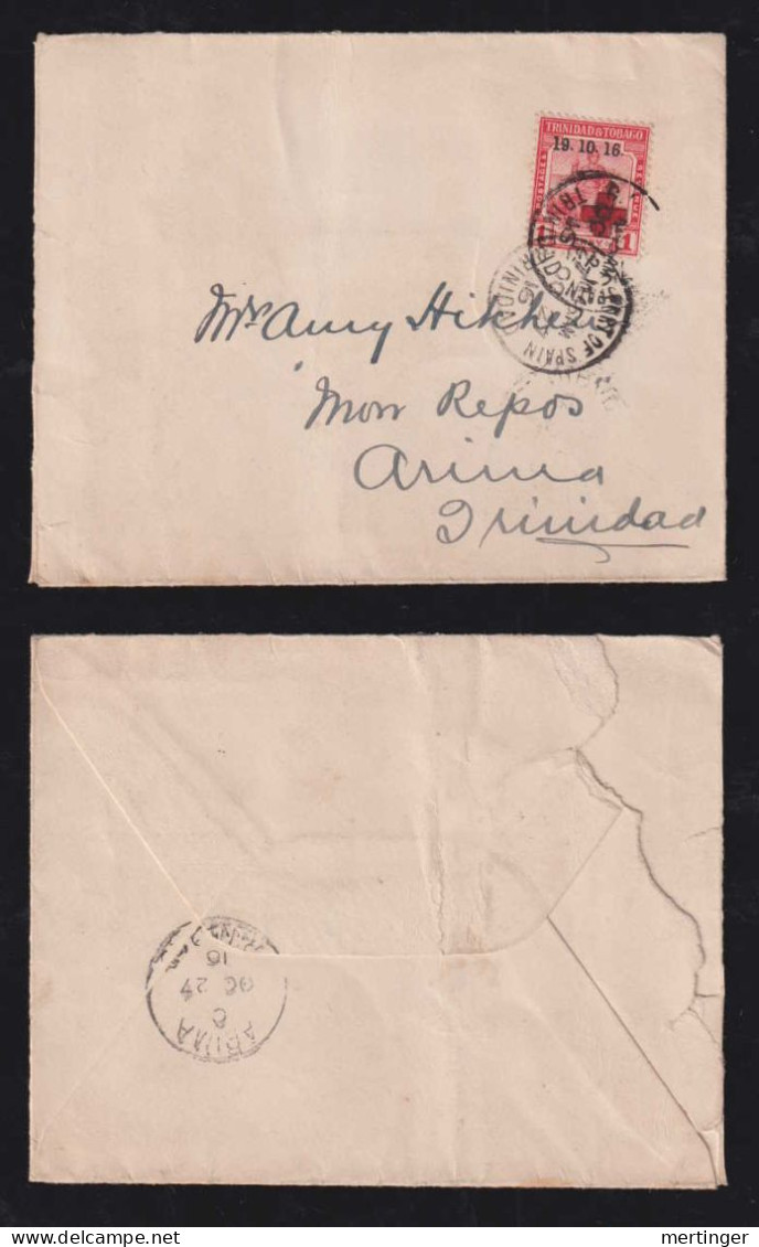 Trinidad 1916 Cover Red Cross Overprint Local Use - Trinidad & Tobago (...-1961)