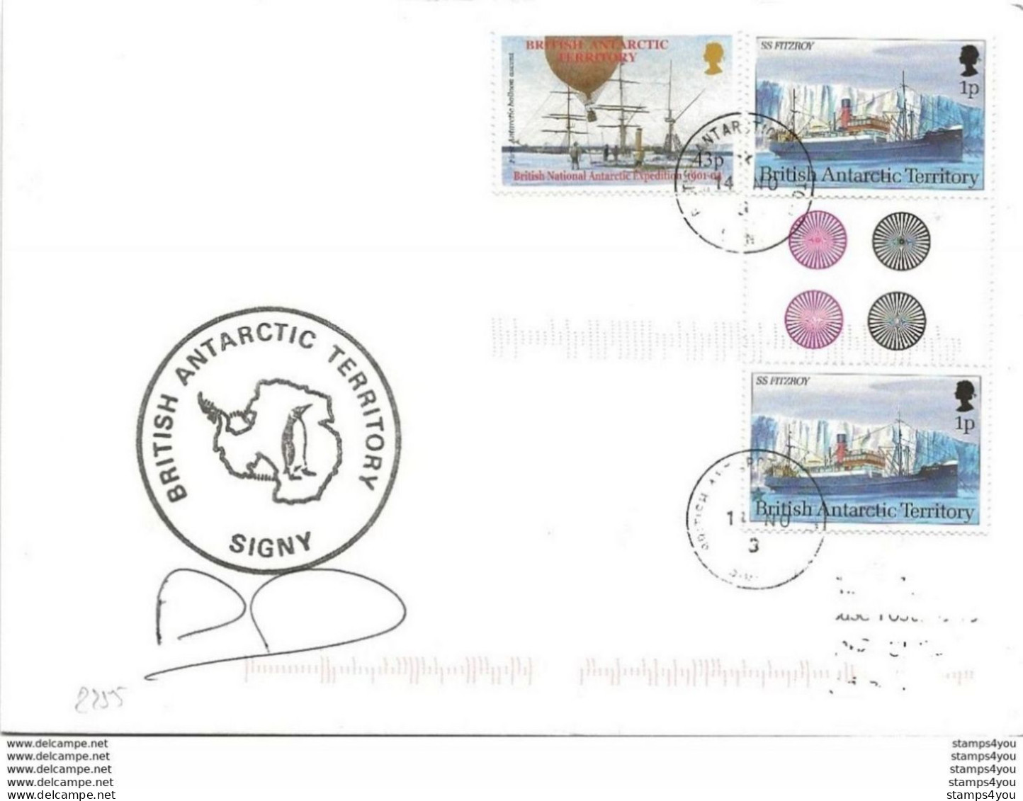 229 - 36 - Pli Base Antarctique Britannique "Signy" Cachet Illustré Et Signature - Bases Antarctiques