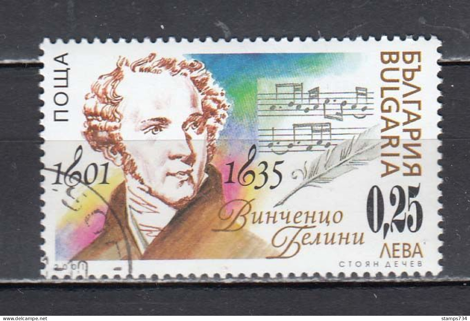Bulgaria 2001 - 200th Birthday Of Vincenzo Bellini, Italian Composer, Mi-Nr. 4538, Used - Usados
