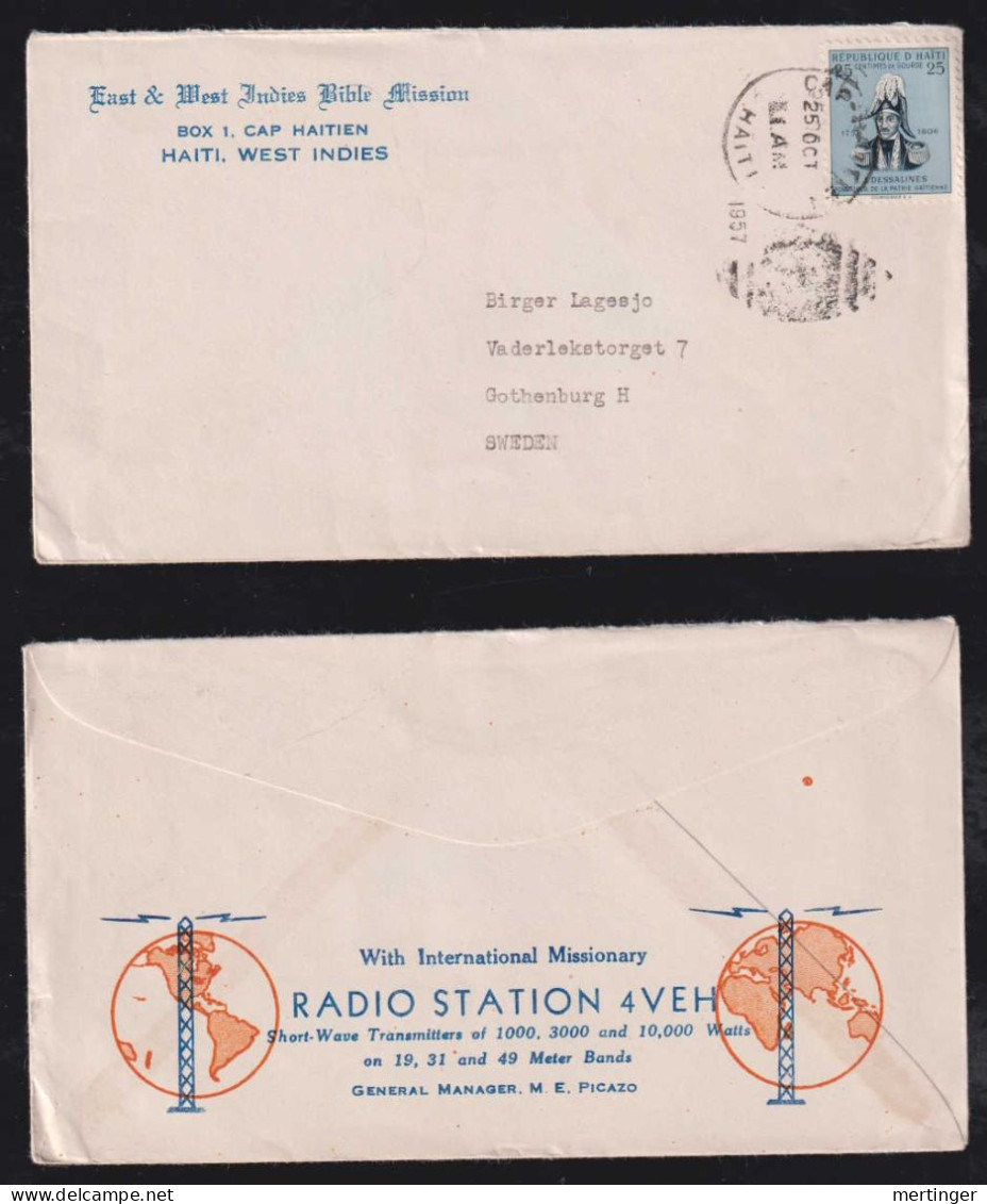 Haiti 1957 Advertising Cover CAP HAITIEN X GOTHENBURG Sweden Radio Station Advertising - Haïti