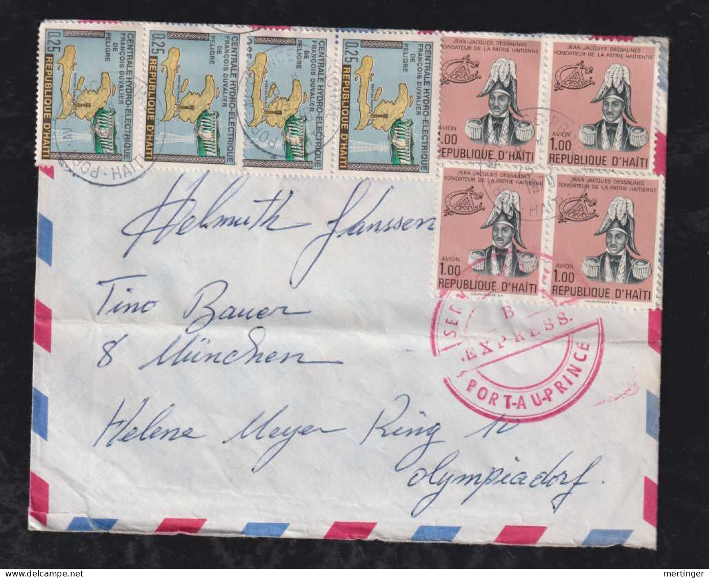 Haiti 1976 EXPRESS Cover PORT A PRINCE X MUNICH Germany Olympia Dorf - Haïti