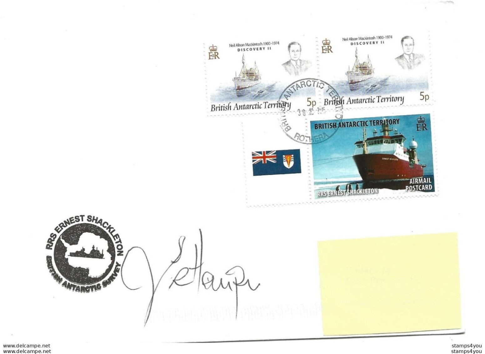 440 - 38 - Enveloppe Navire Polaire Britannique "RRS Shackleton" - Base Riothera 2015 - Barcos Polares Y Rompehielos