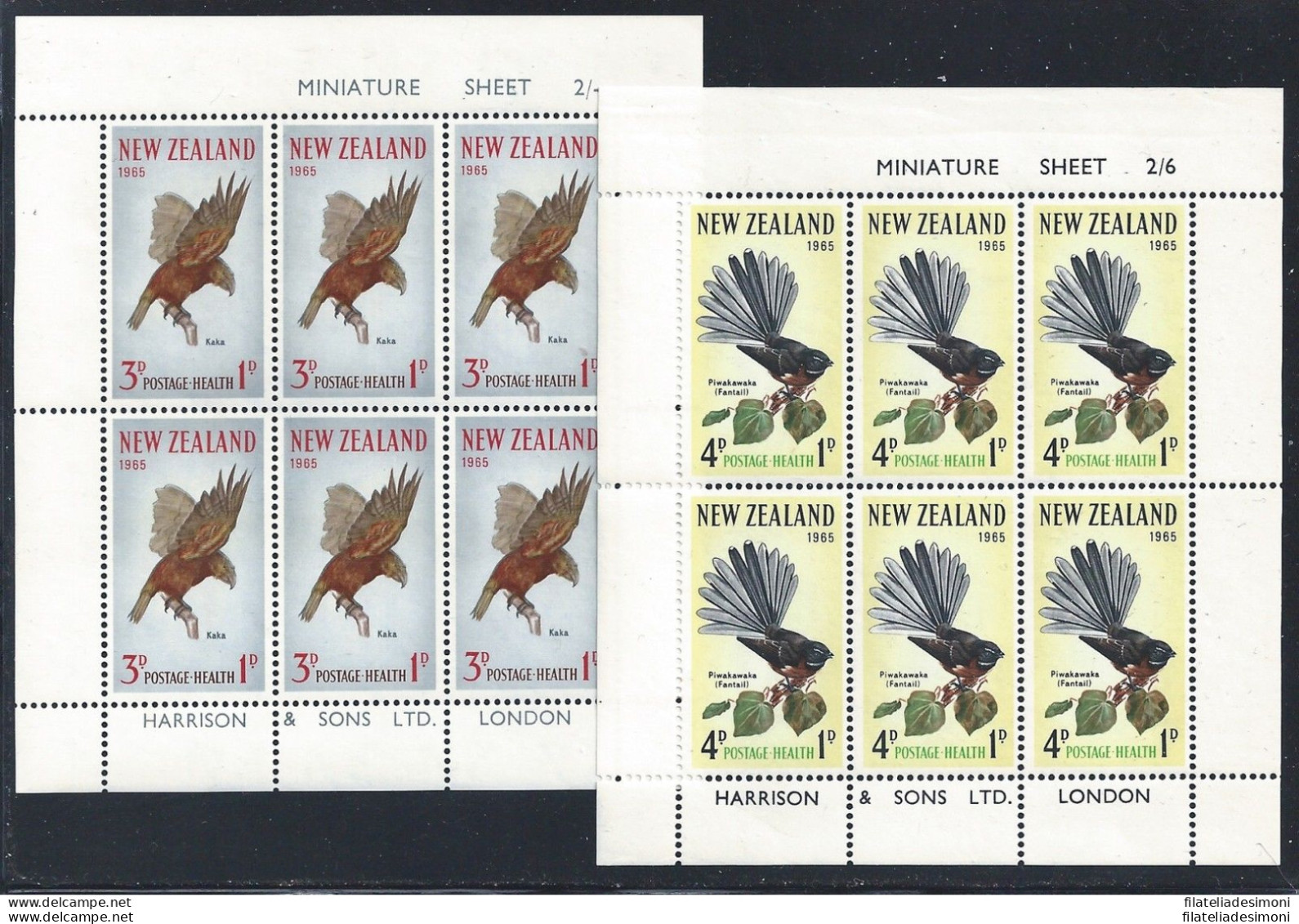 1965 NEW ZEALAND, BF N. 17/18 Uccelli MNH/** - Altri & Non Classificati
