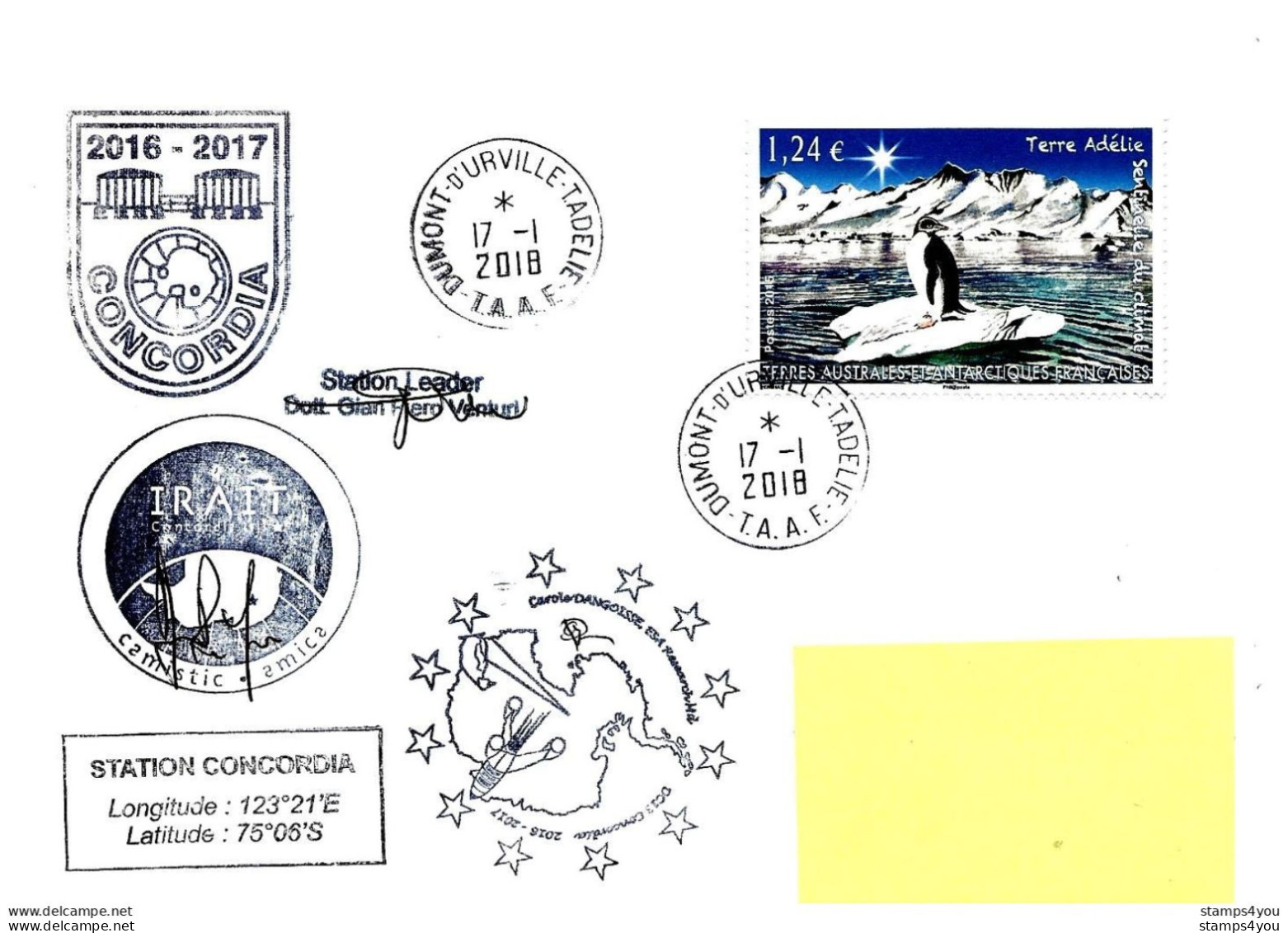 480 - 48 - Enveloppe TAAF Terre Adélie Base Franco-italienne Concordia - Cachets Illustrés  2018 - Onderzoeksstations