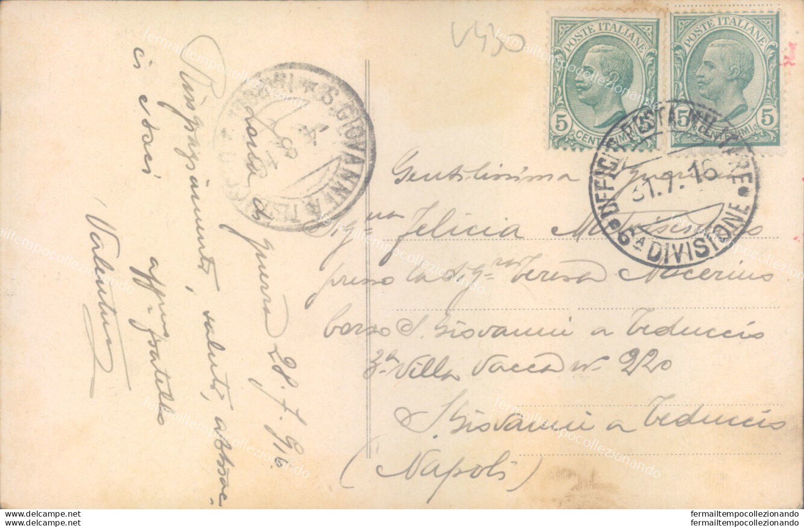 V430 Cartolina Donnina  Posta Militare 6 Divisione 1916 - Franchise