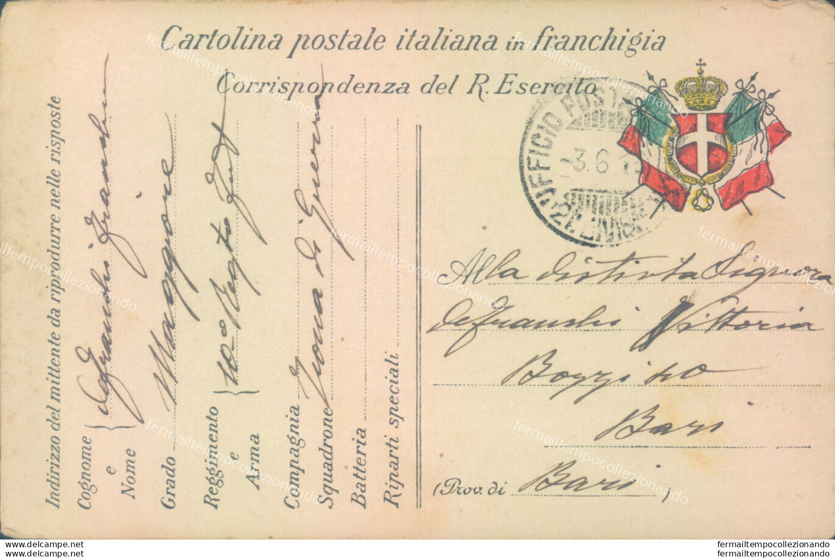 V393 Cartolina Postale Italiana In Franchigia - Franchise