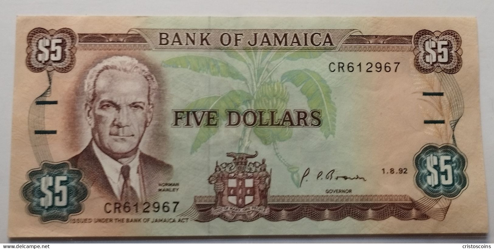 Jamaica  5 Dollari 1992  P-70d.2 UNC (B/78 - Jamaica