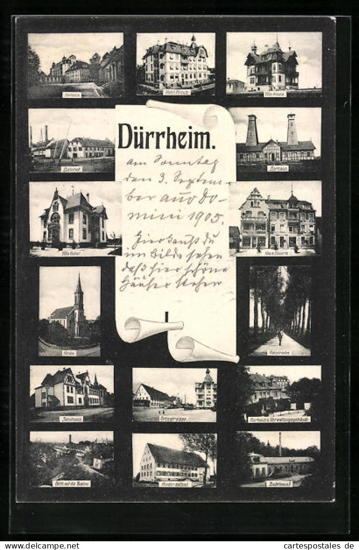 AK Dürrheim, Badehaus, Bahnhof, Hotel Kreuz  - Bad Duerrheim