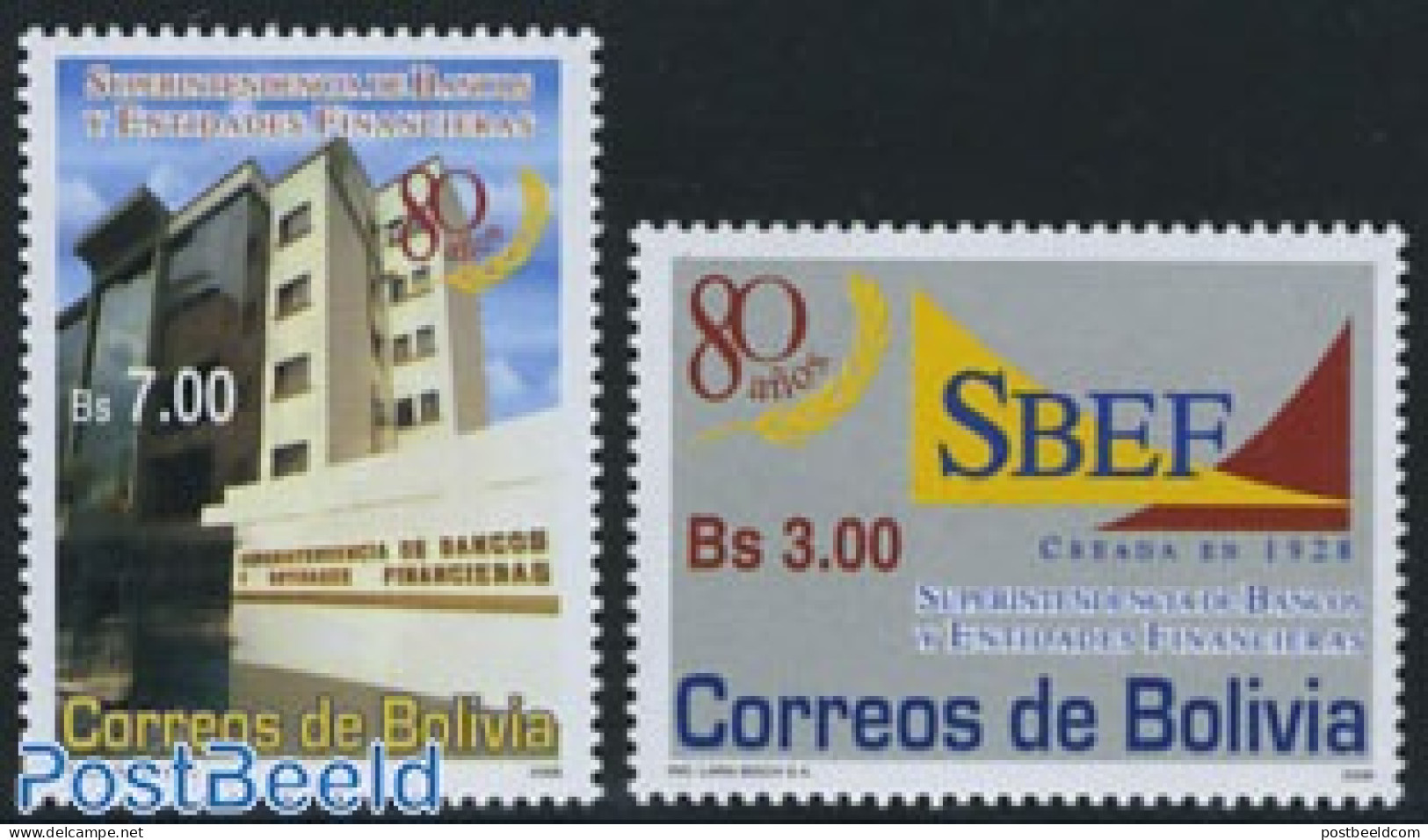 Bolivia 2008 SBEF Bank 2v, Mint NH, Various - Banking And Insurance - Bolivia