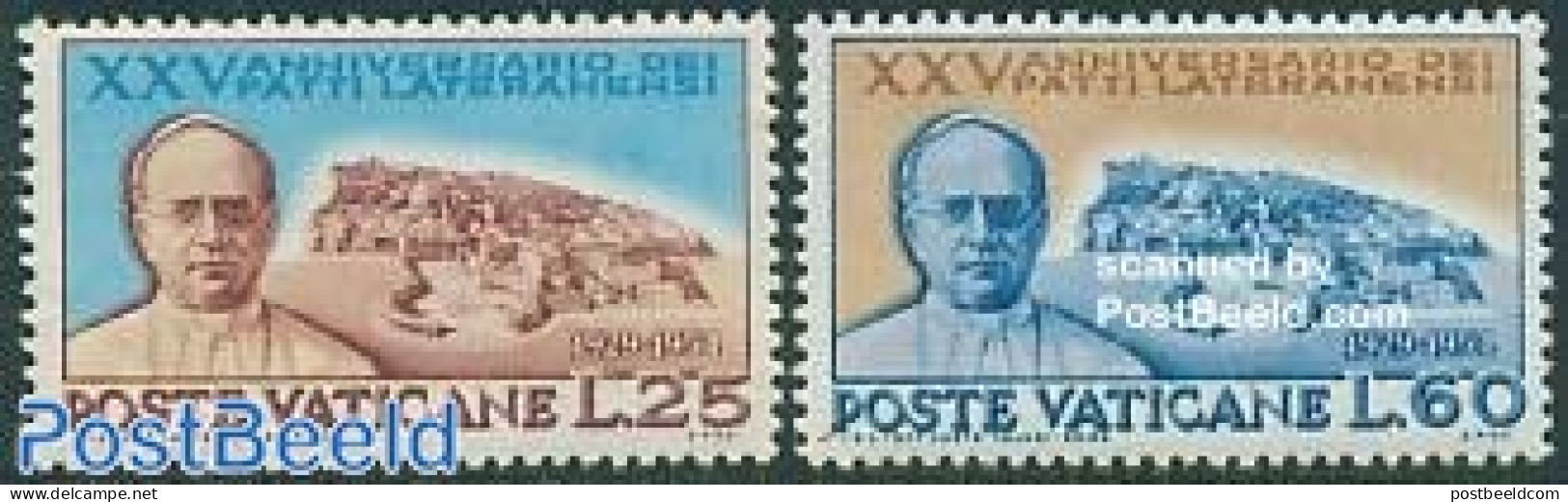 Vatican 1954 Lateran Treaty 2v, Mint NH, Religion - Religion - Unused Stamps