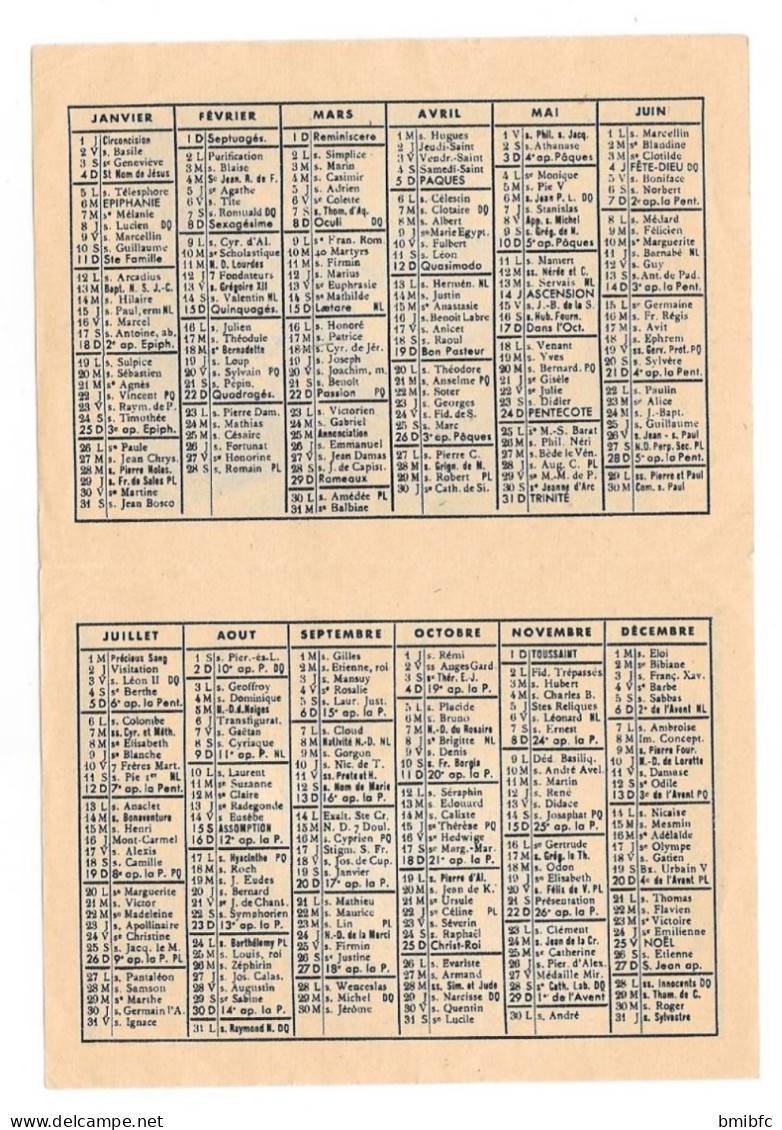 Calendrier 1953 - LE BIENHEUREUX PIE X - Petit Format : 1941-60